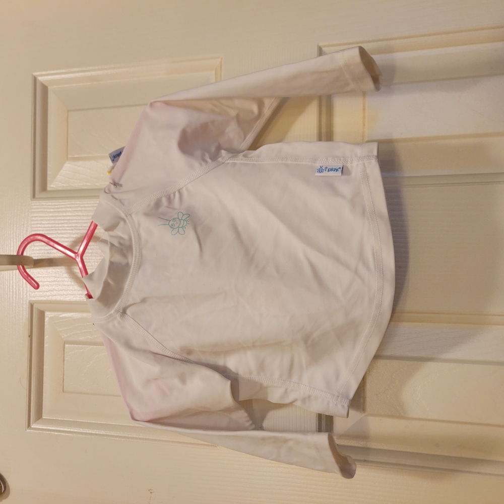White Long Sleeve Rash Guard With Swim Diaper